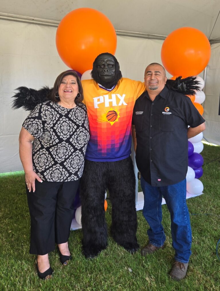 the phoenix suns gorilla at park event for al mccoy